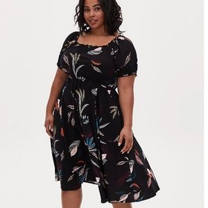 Torrid Black Leaf Print Dress